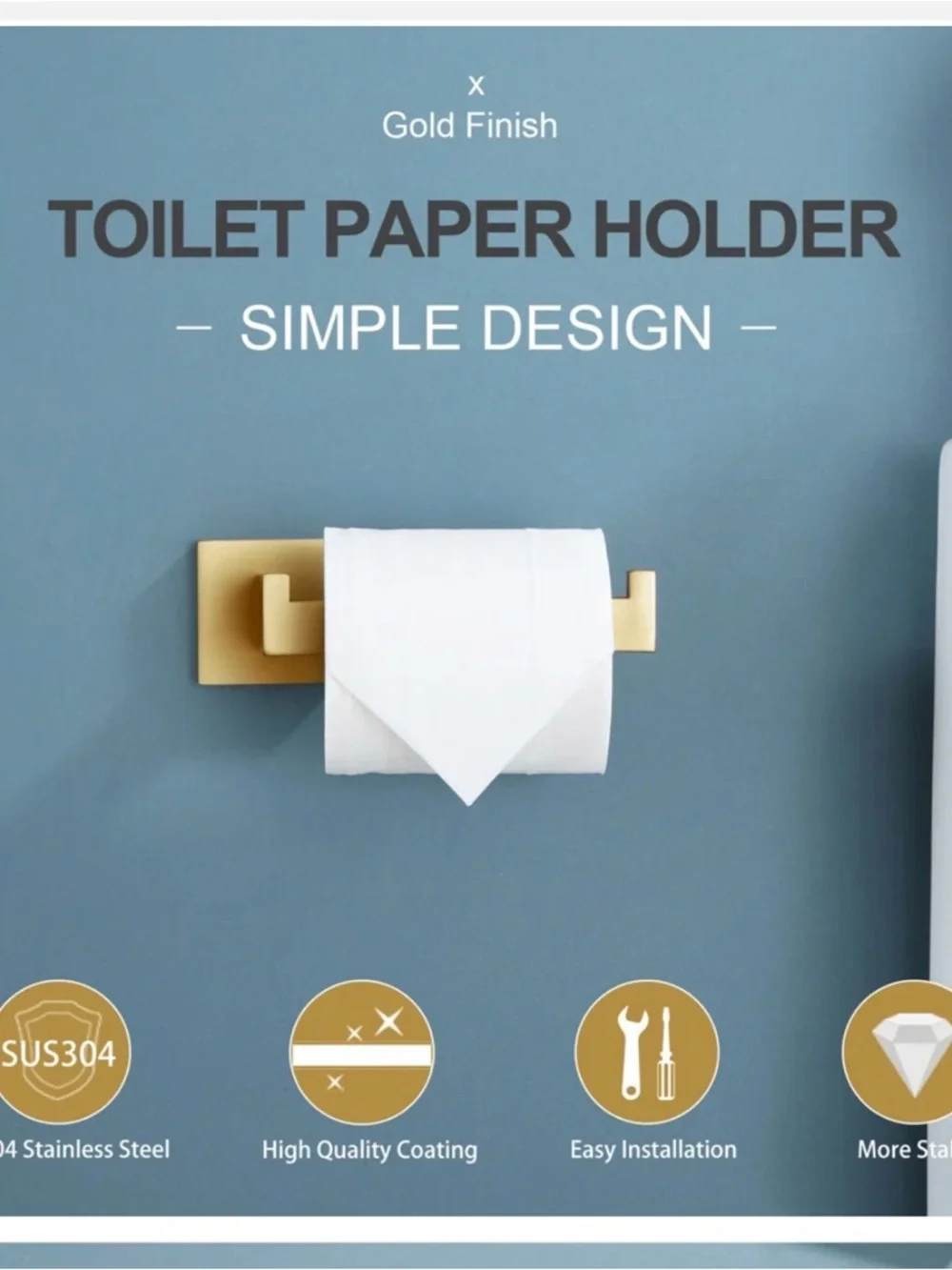 Kokosiri Brushed Gold Toilet Paper Holder